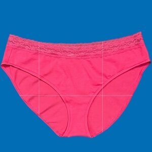 Victoria’s Secret Stretch Cotton Lace Trim High Leg Brief Panty Pink Xlarge